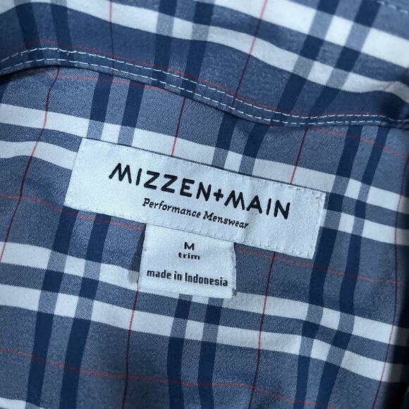 Mizzen + Main Shirt Mens Medium Trim Performance Stretch Plaid Button Down - Picture 3 of 7